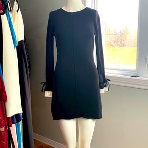 Very Chic long sleeve wool black dress Casual Work Cocktail Small
